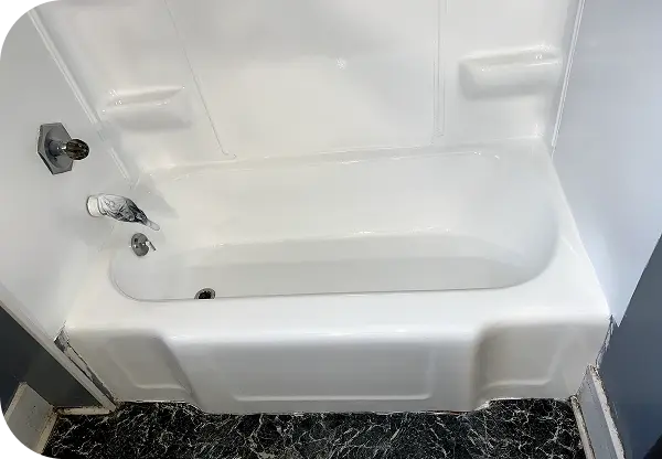 Bathtub resurfacing in progress by trained technicians