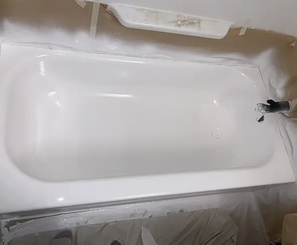 After bathtub reglazing by JS Bathtub Resurfacing with smooth glossy finish in Baton Rouge