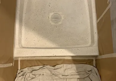 After shower resurfacing with refreshed sleek tile look