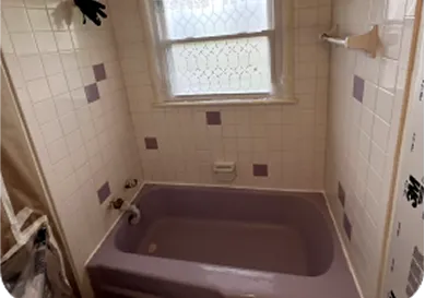 Before Tile surface transformation with renewed color and polished finish