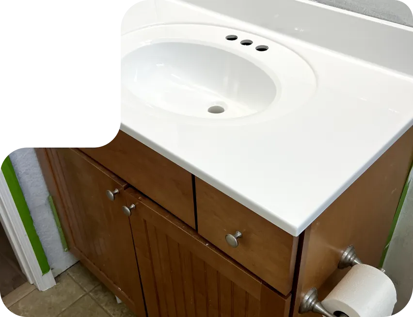 Refinished bathroom sink restored to like-new shine