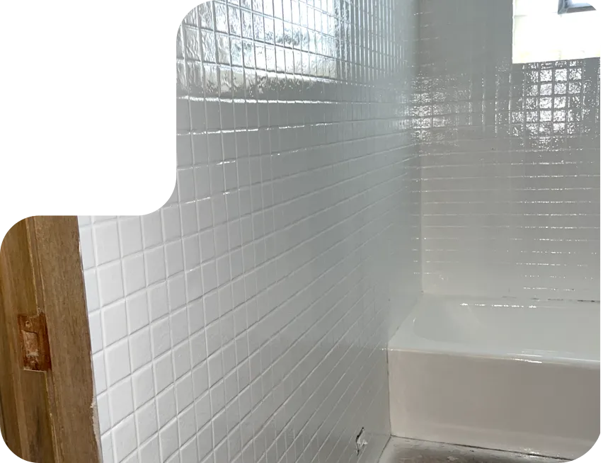 Professional tile reglazing restoring smooth glossy finish